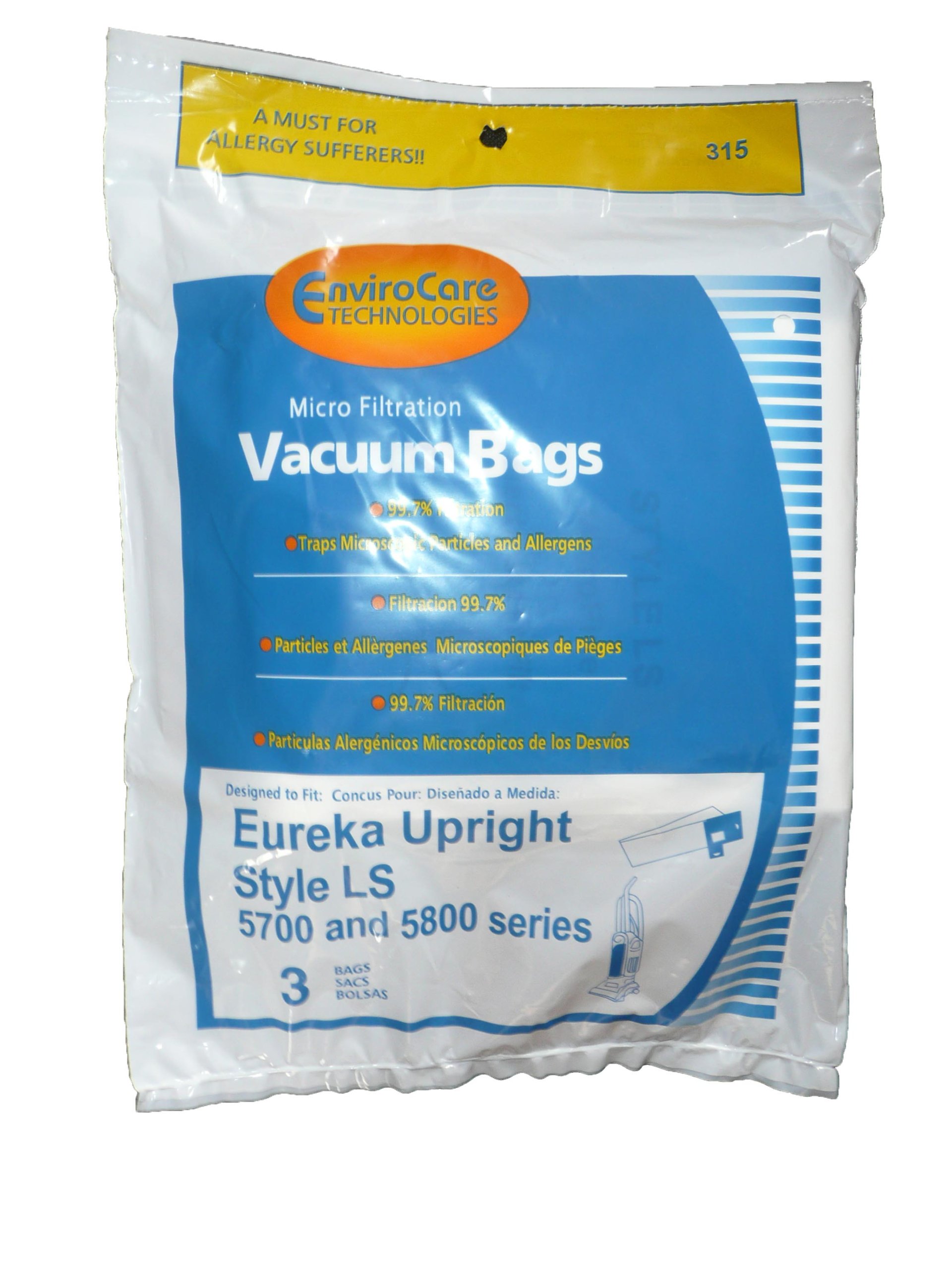 9-Pack Eureka Type LS Sanitaire Vacuum Bags - Compatible with LiteSpeed Upright, Boss Signature Genesis, Refurb Powerline Limited & Sanitaire Commercial Vacuum Cleaners (Models 5700 & 5800, 62123, 61820A5815A) - Premium Replacement Bags for Deep Cleaning in Offices, Hotels & Commercial Spaces