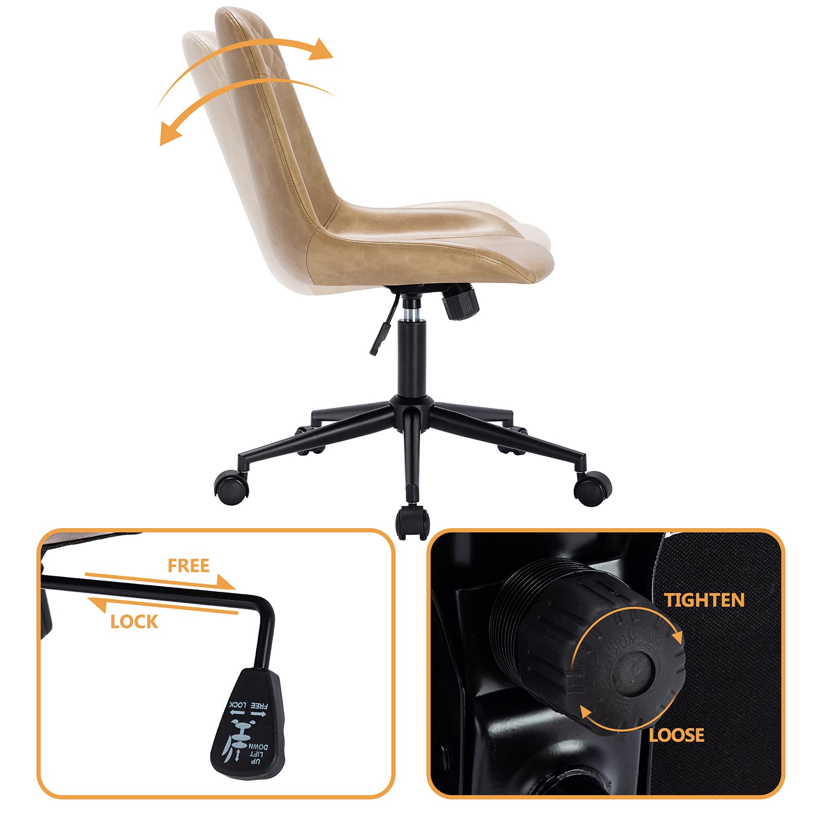 DUHOME Modern PU Leather Office Chair - Ergonomic Swivel Desk Chair with Adjustable Height for Home & Computer Work - Perfect for Office, Gaming & Study