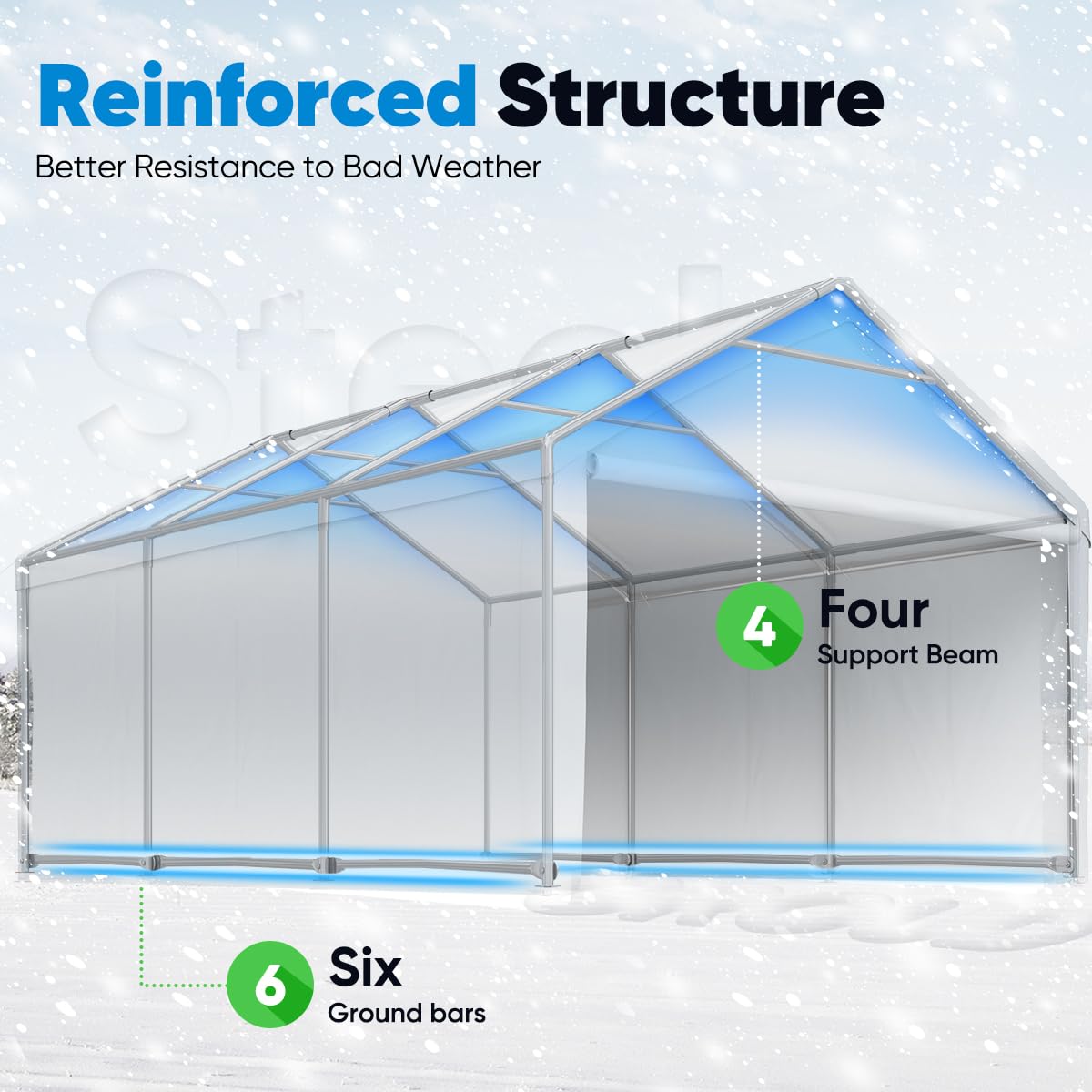 Quictent 13x20 FT Heavy Duty Galvanized Steel Carport Canopy - Weatherproof Car & Boat Shelter with Reinforced Top Poles, Removable Sidewalls & Ground Bar (Grey) - Perfect for Vehicle Protection, Outdoor Storage & RV Cover