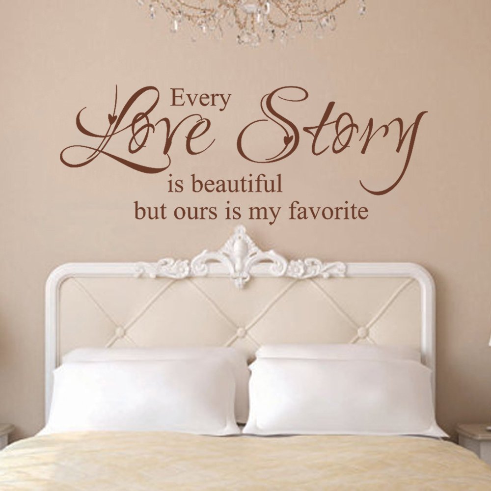 Every Love Story is Beautiful But Ours is My Favorite - Custom X-Large Romantic Vinyl Wall Decal for Bedroom, Inspirational Love Quote Home Decor - Perfect for Couples' Bedroom, Nursery or Wedding Gift