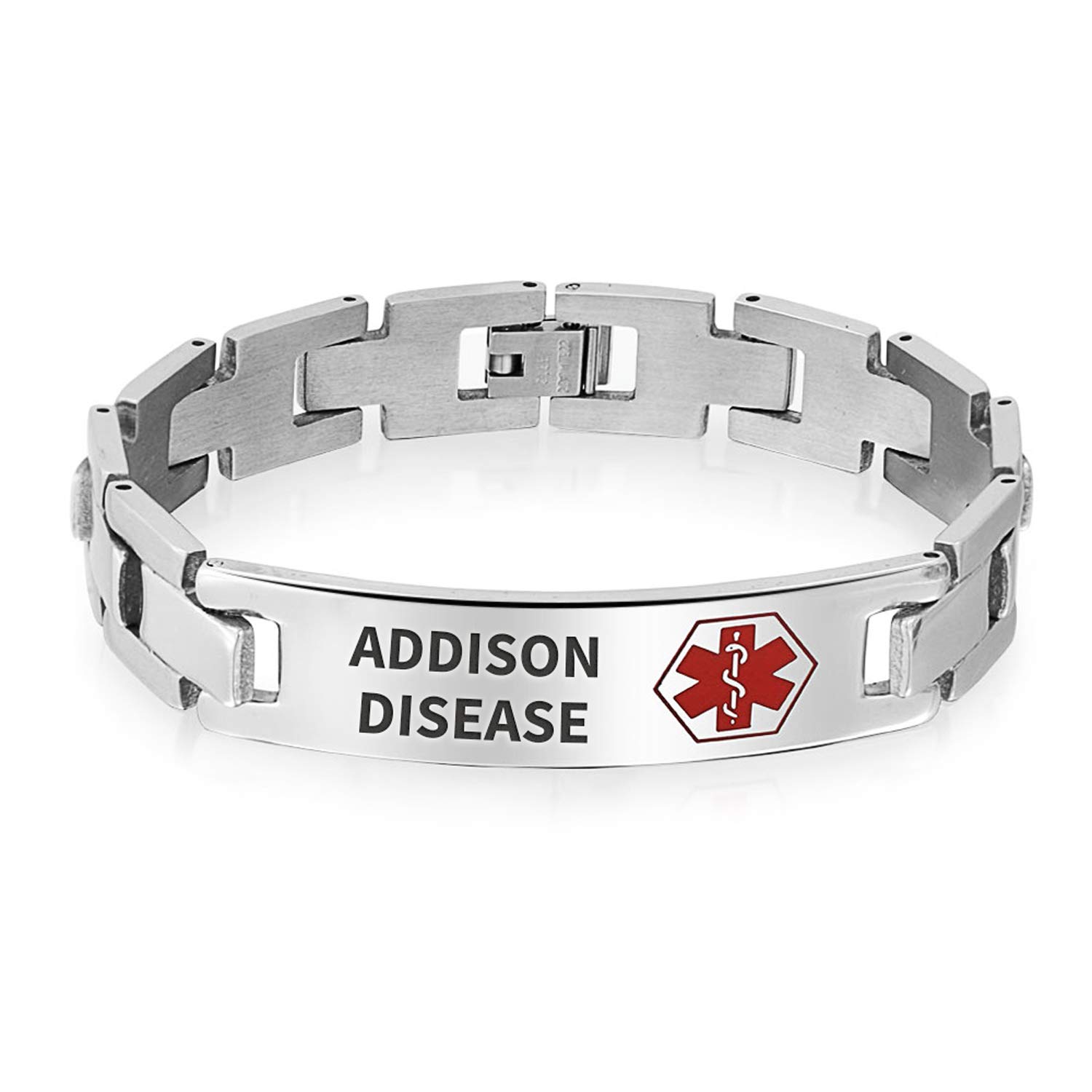 Personalized Medical ID Bracelet for Men & Teens - Stainless Steel U Link Design - 8 Inch Adjustable - Perfect for Emergency Medical Alert & Daily Wear