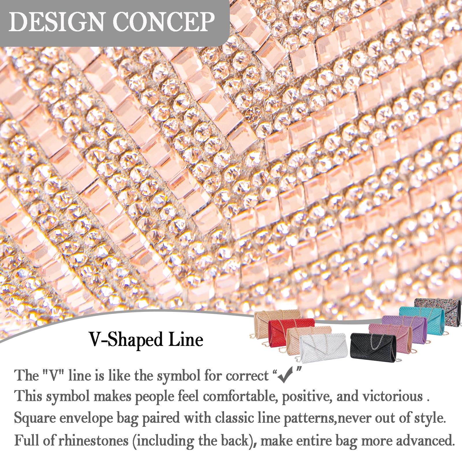 Elegant Women's Evening Handbags - Rhinestone Envelope Clutch Purse for Wedding, Party & Special Occasions | Ladies Crossbody Shoulder Bag with Sparkling Crystals | Perfect for Date Night, Prom & Formal Events