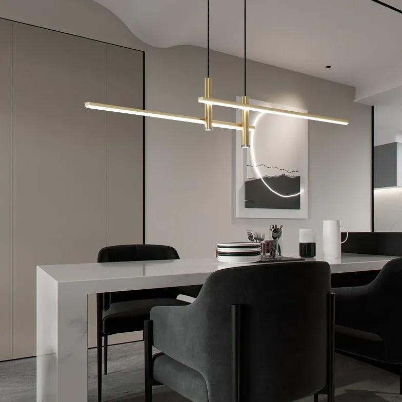 Modern Symmetrical LED Light Bars - Adjustable Dining Room Pendant Lighting Fixture for Kitchen Island, Breakfast Nook & Contemporary Home Decor
