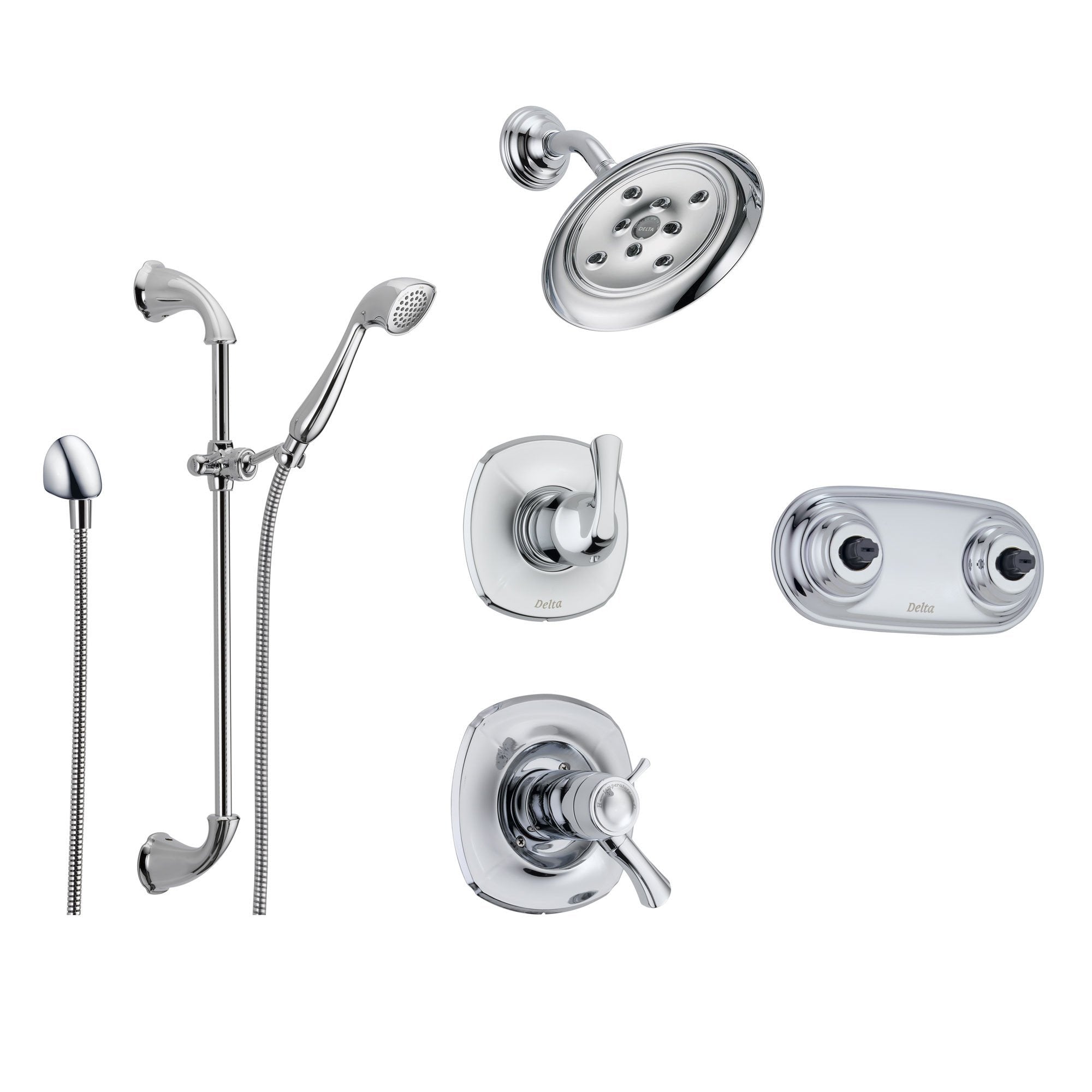 Delta Addison Chrome Thermostatic Shower System - 6-Function Diverter, Rainfall Showerhead, Handheld Shower & Dual Body Sprays (Model SS17T9294) | Perfect for Luxury Bathroom Renovations & Spa-Like Shower Experiences