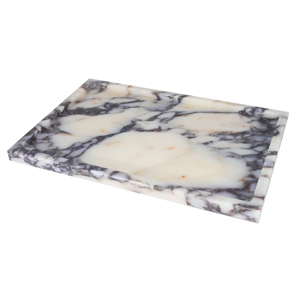 Luxury Natural Marble Vanity Tray - Genuine Stone Storage Organizer for Bathroom, Kitchen, Dresser & Home Decor | Non-Resin, Non-Ceramic | Perfect for Jewelry Display, Perfume Storage & Makeup Organization