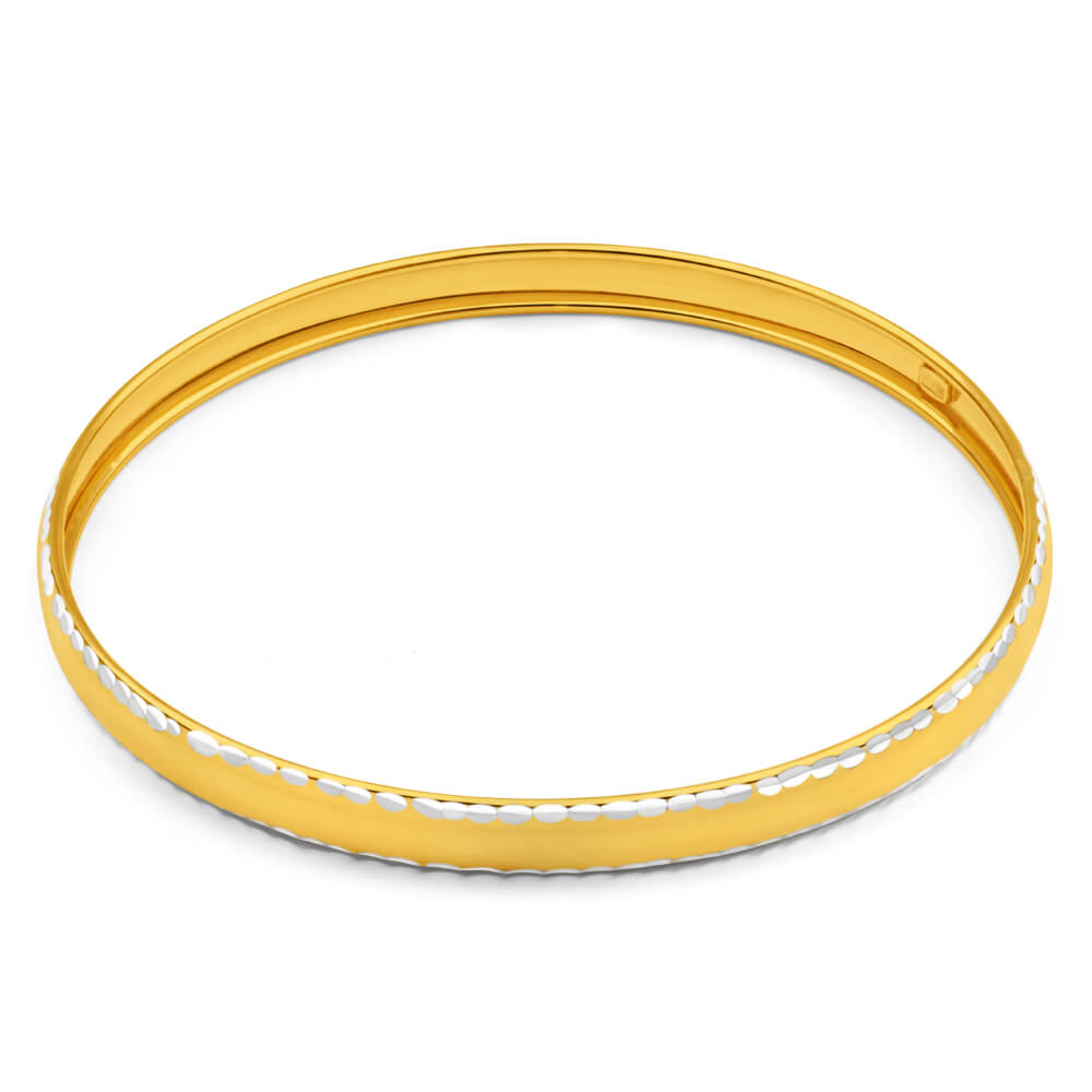 9ct Radiant Yellow Gold Silver Filled Bangle Bracelet for Women - Elegant Stackable Jewelry for Parties, Weddings & Everyday Wear