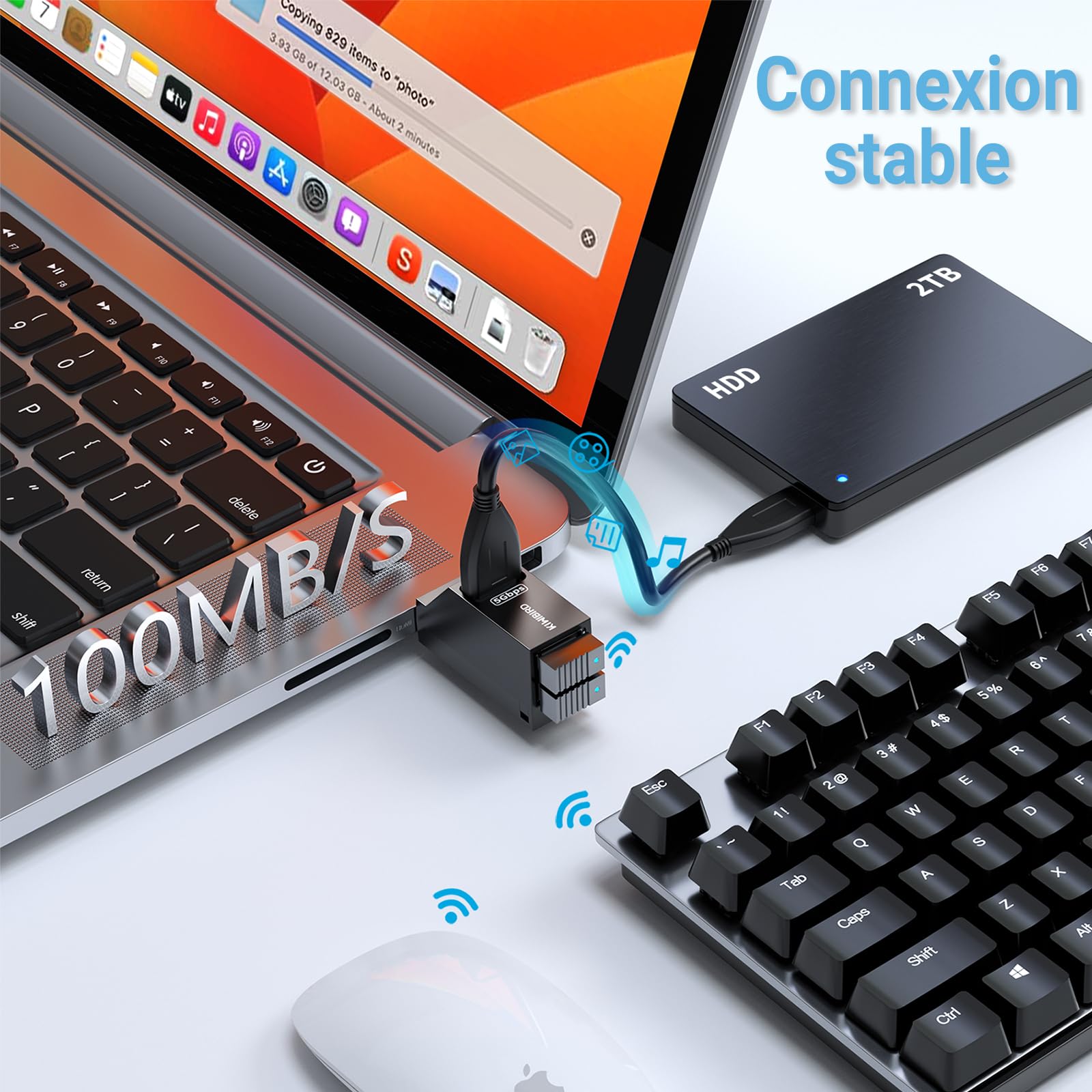 KiWiBiRD 4-Port USB Hub with 1 USB 3.0 & 2 USB 2.0 Ports - High-Speed Data Transfer USB Splitter Adapter for Laptop, MacBook, PC - Compatible with Flash Drive, Printer, Keyboard, Mouse, Headset - Perfect for Home Office, Gaming & Workspace Setup