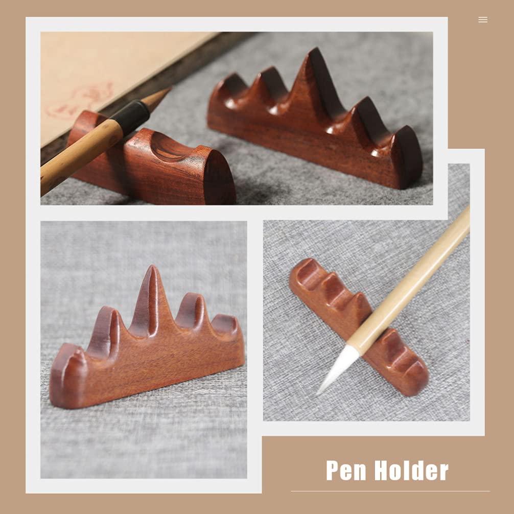 Wooden Brush Holder for Calligraphy & Ink Pens - Desk Organizer for Artists
