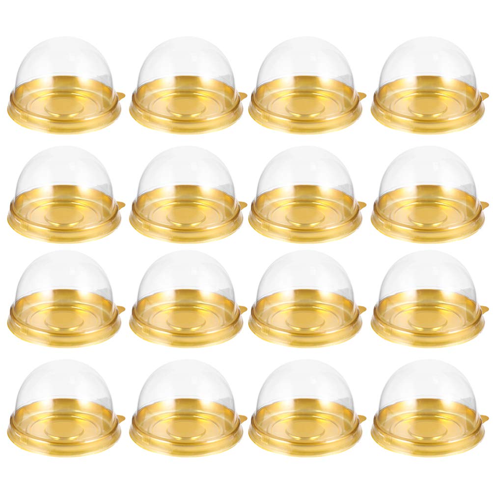 200pcs Cabilock Plastic Cupcake Boxes with Dome Lid - Mini Cake Containers for Muffins, Cookies, Mooncakes & Egg-Yolk Puffs | Perfect for Bakery Storage, Party Favors & Gift Packaging (Black)