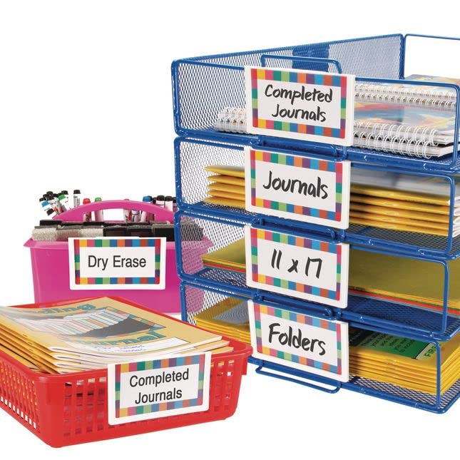 Really Good Stuff 5-Pack Universal Label Holders With Labels - Durable Organization Solutions for Office, Classroom & Home Storage