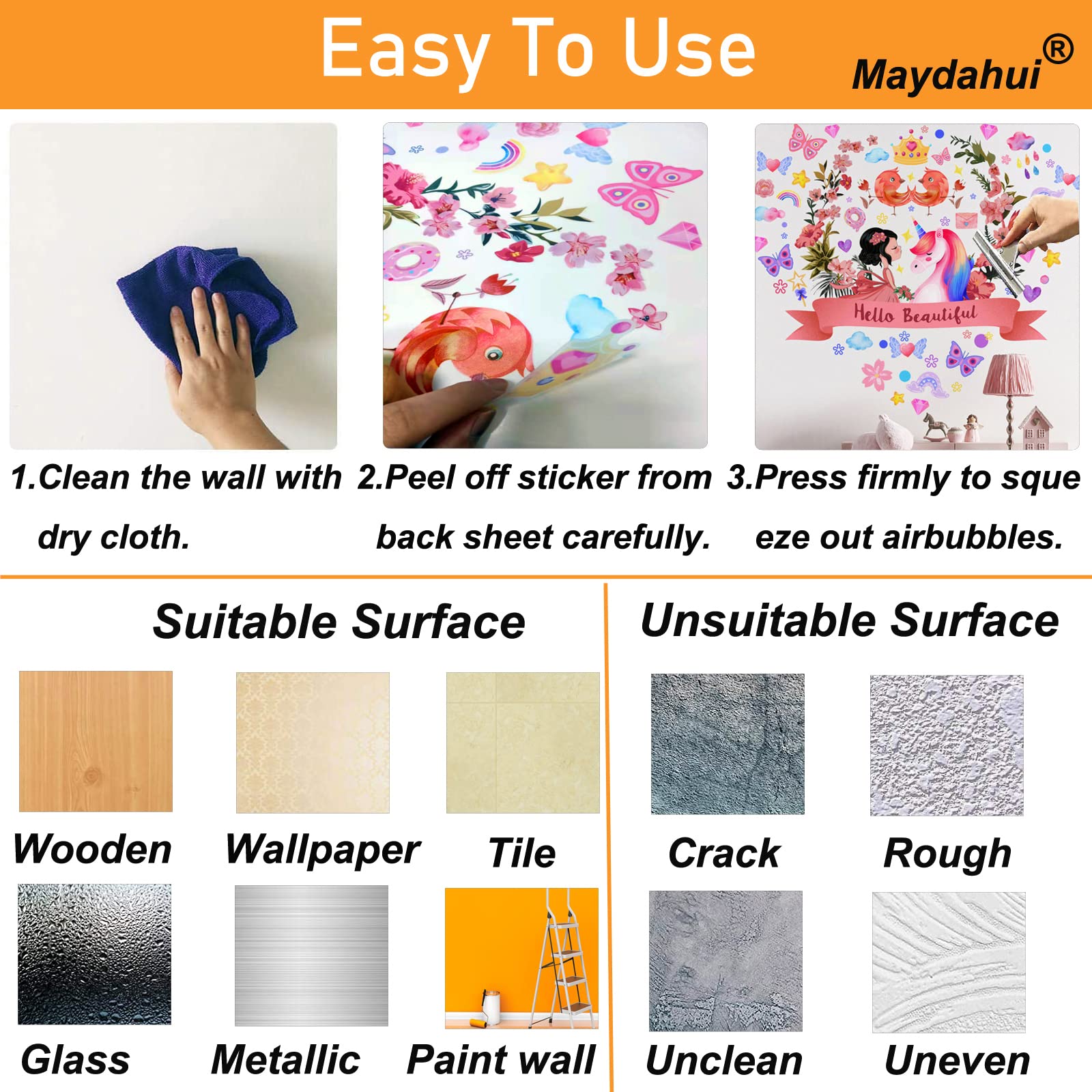 Maydahui Solar System Wall Decal - 35x35 Inch Removable Space Planets Wall Stickers for Kids Room, Nursery & Boys Bedroom - Universe Themed Peel & Stick Cartoon Mural Decor (Perfect for Space-Themed Parties & Educational Room Decor)