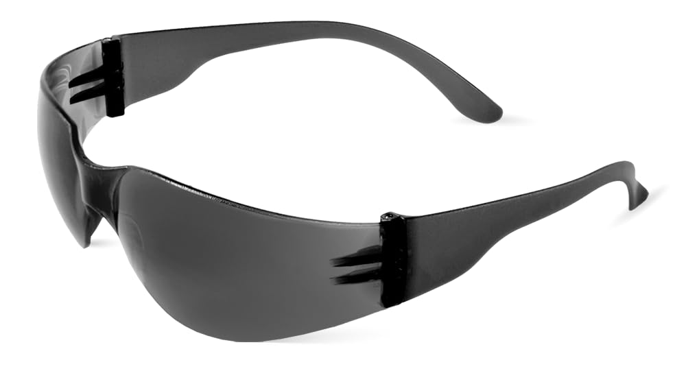 Bullhead Safety Torrent Glasses - High Impact Protection, Lightweight Single-Mold Lens with 10 Base Curve | Smoke Anti-Fog & Frosted Black Temple Ends | One Size (1 Pack) - Ideal for Construction, Woodworking, and DIY Projects