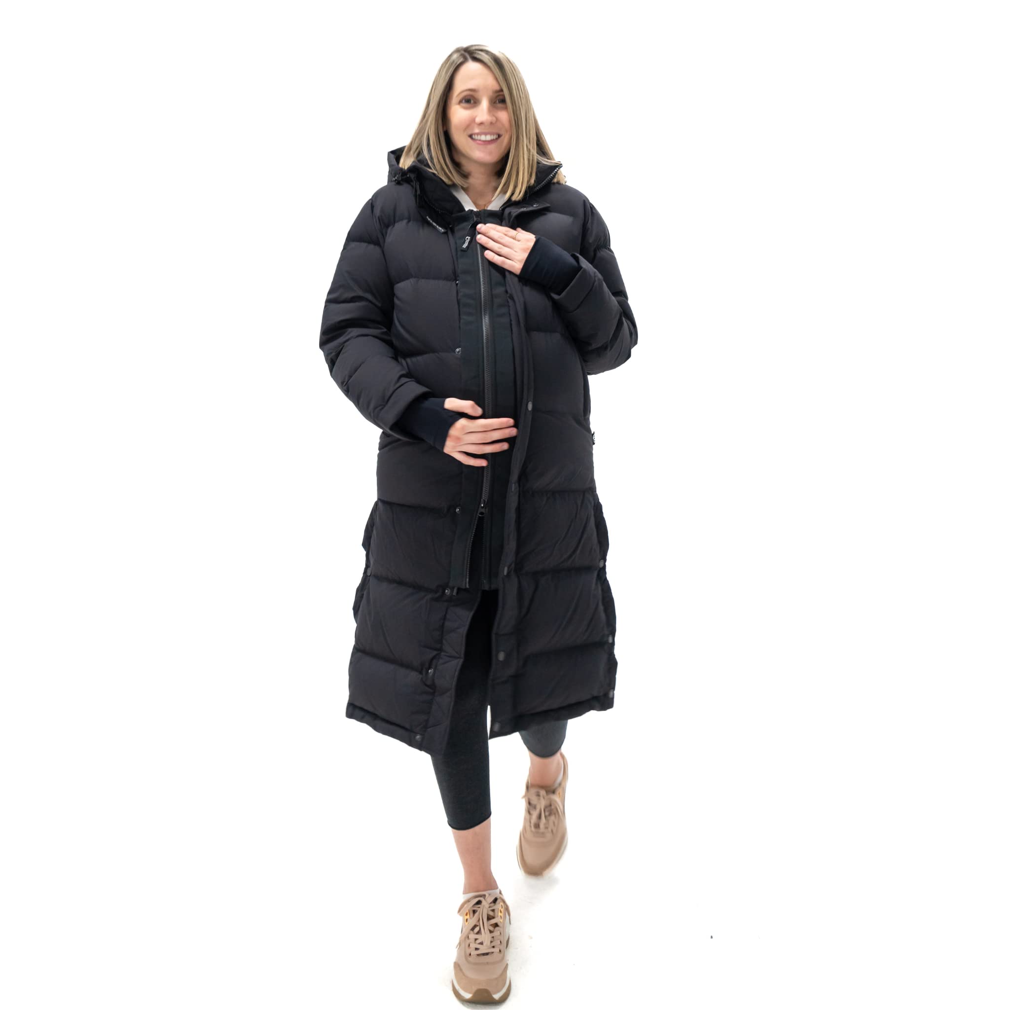 MakeMyBellyFit Universal Jacket Extender for Pregnancy & Baby Carriers - Fits Most Zippers, Adjustable Black Maternity Wear - Perfect for Cold Weather & Nursing Moms