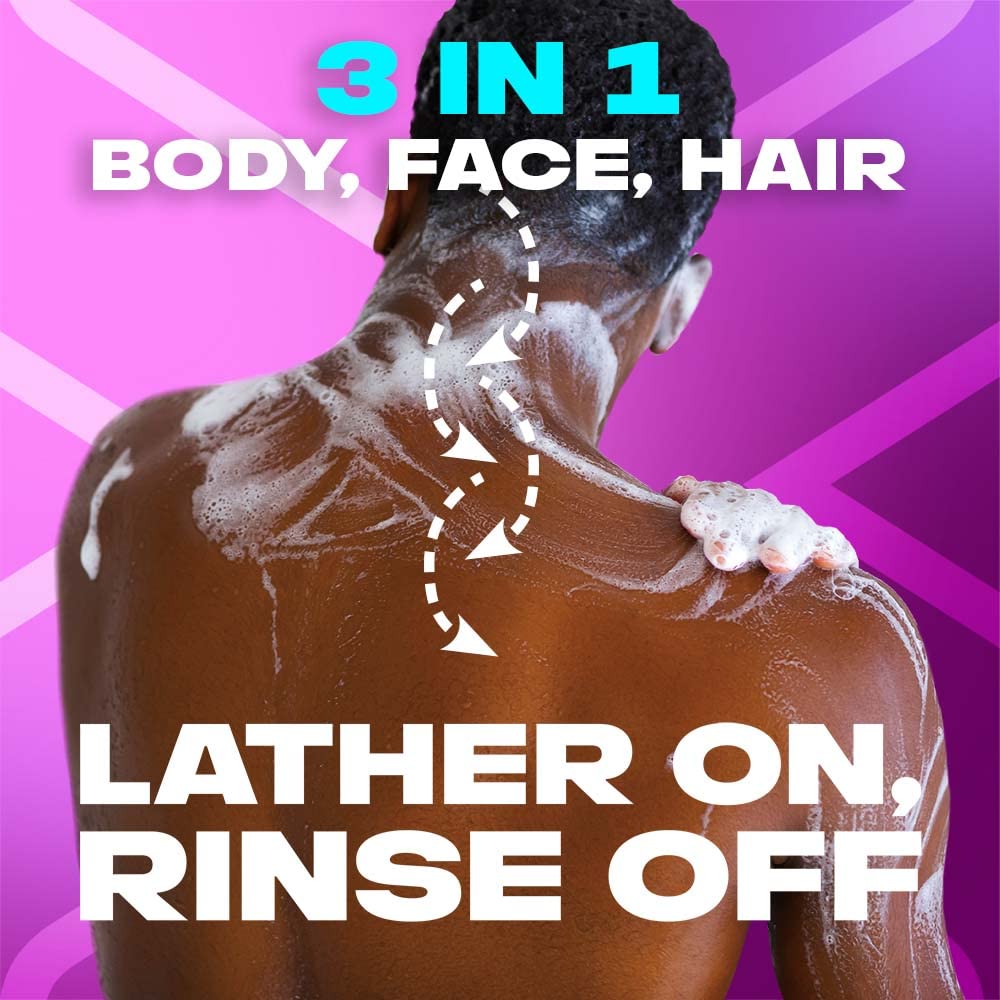 Axe Excite 3-in-1 Body, Face & Hair Wash for Men - Long-Lasting Crisp Coconut & Black Pepper Scent (12 Hours) - Natural Ingredients, Odor & Bacteria Protection, Paraben-Free, 250ml - Perfect for Gym, Travel & Daily Shower Routine