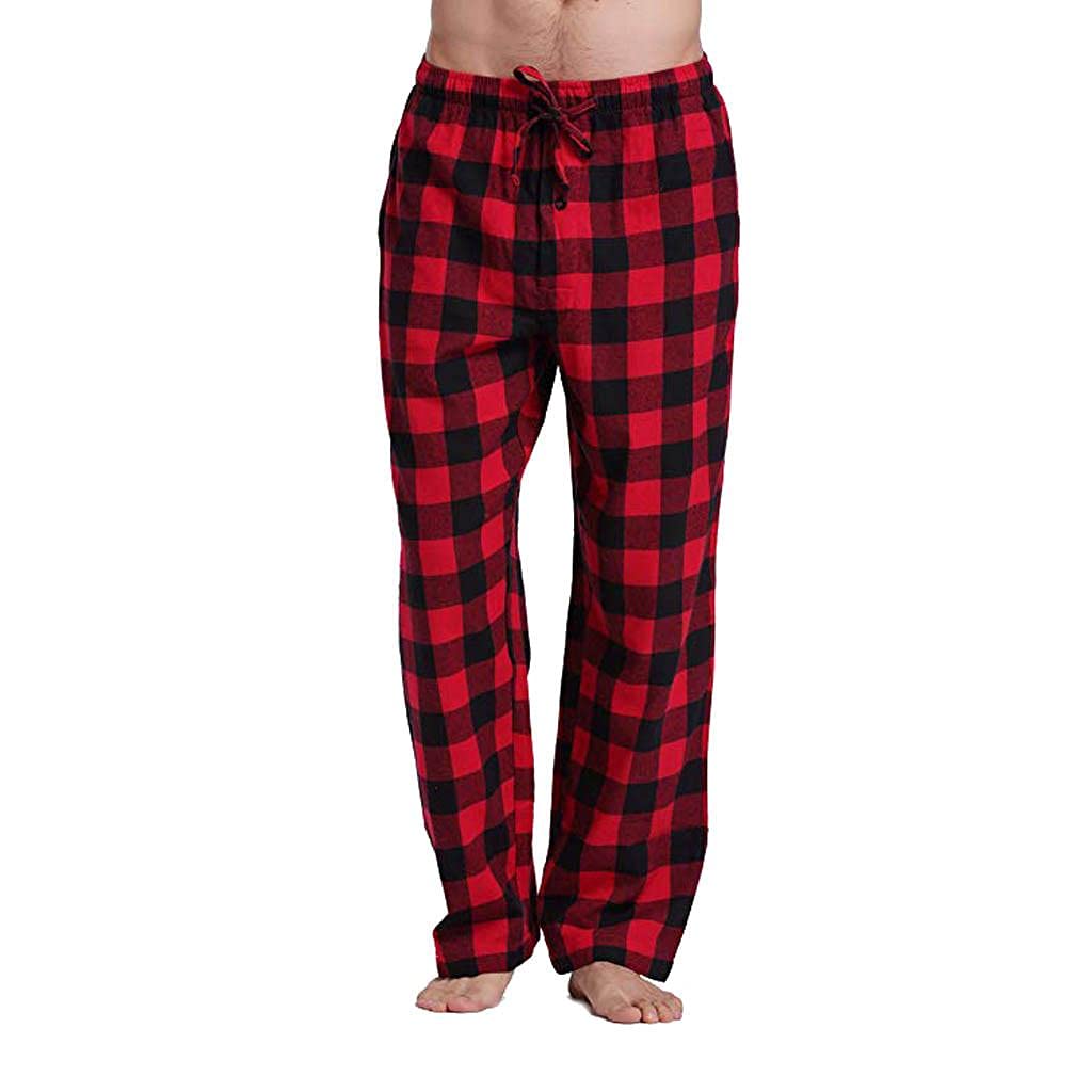 Men's Casual Yoga Pants - Loose Fit Plaid Lounge Pants with Drawstring | Lightweight Comfortable Sleepwear & Home Wear for Relaxing, Yoga, and Lounging