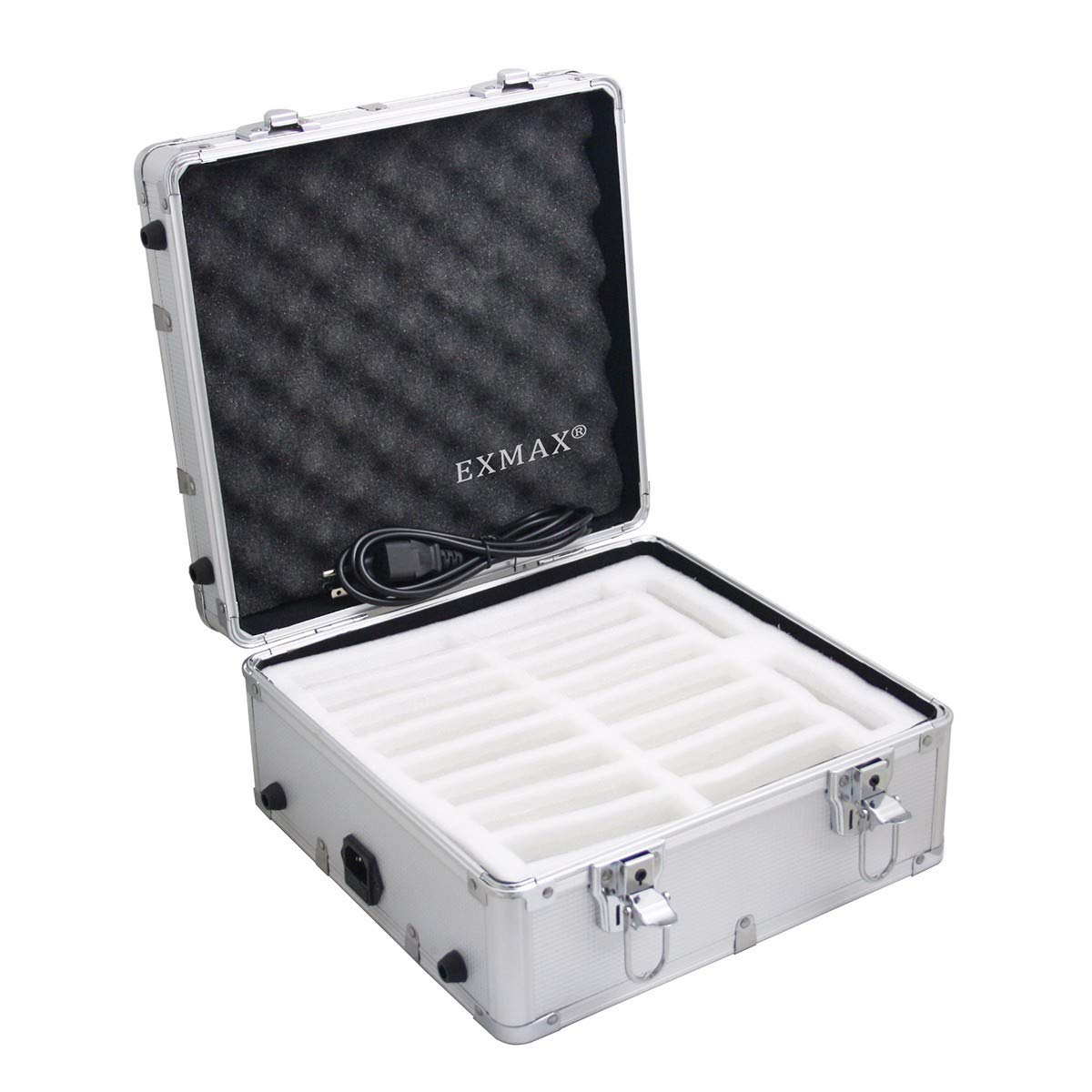 EXMAX 32-Slot Aluminum Alloy Charging Case with Mini USB Port - Professional Wireless Tour Guide System Transmitter & Receiver Charger - Perfect for Museums, Guided Tours & Events