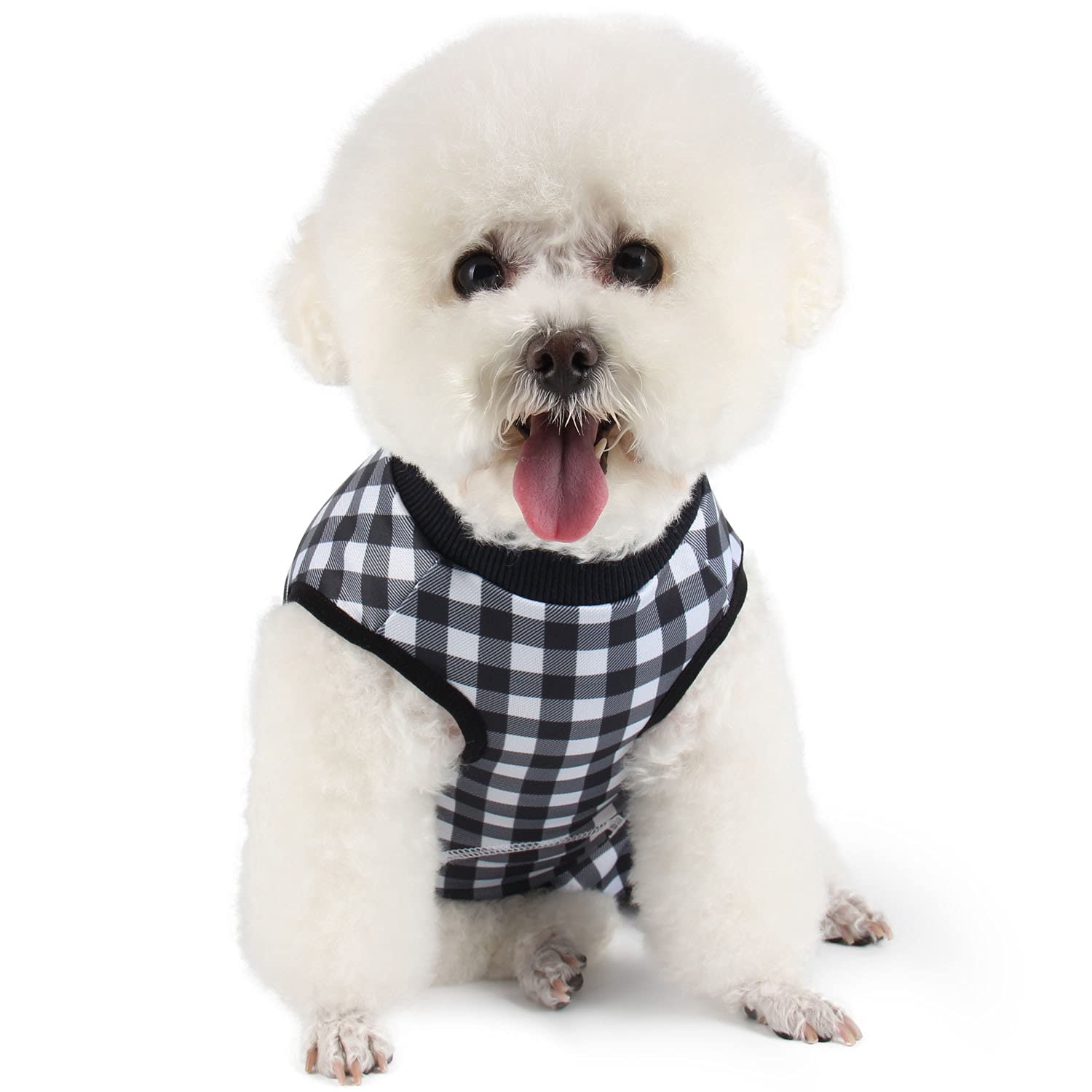 Dog Surgery Recovery Suit for Spay/Neuter - Adjustable Post-Op Onesie for Small, Medium & Large Dogs (Black Plaid) - Comfortable Alternative to Cone After Surgery for Female & Male Pets