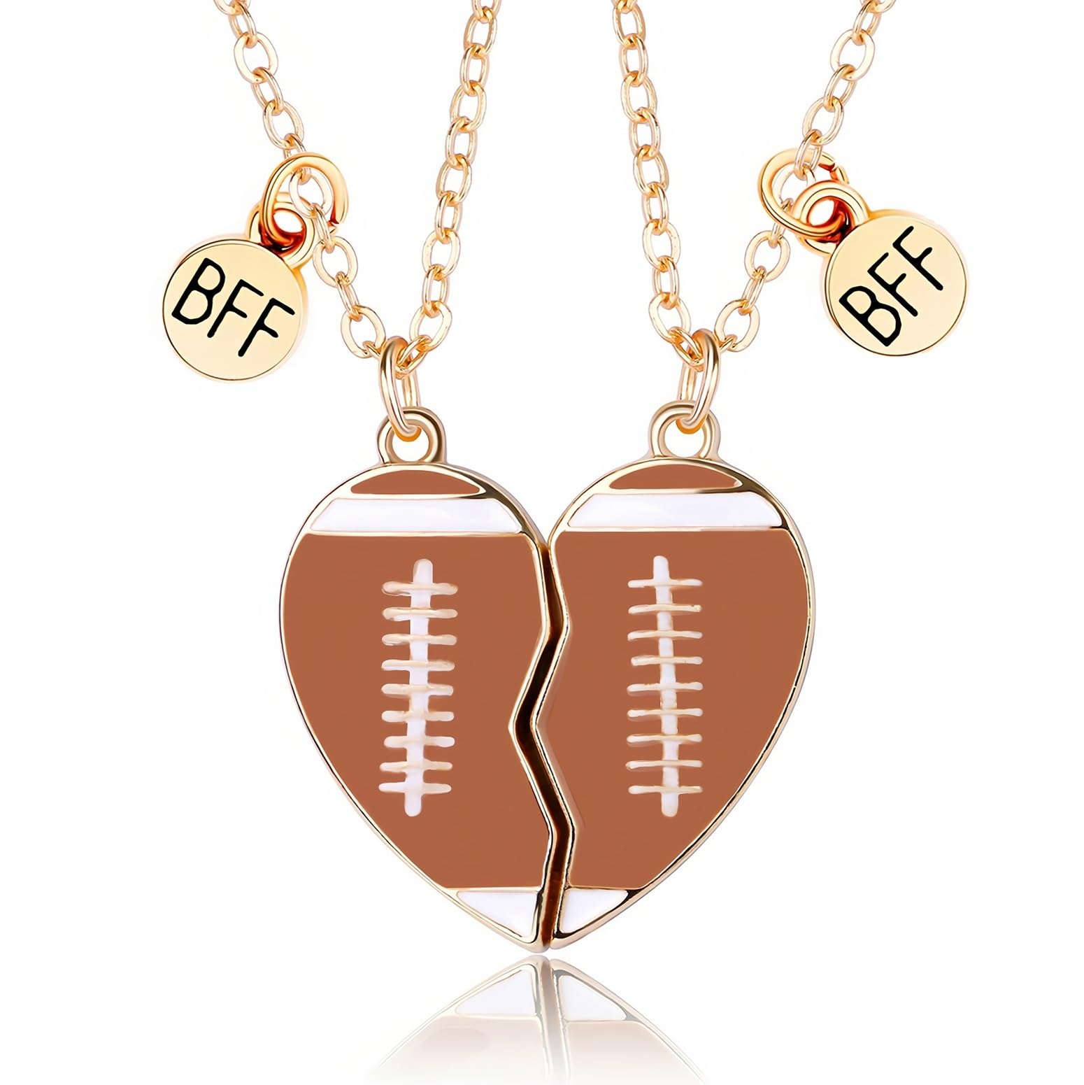 Best Friend Necklace Set - Matching Magnetic Pendant for Couples, BFFs, Boys & Girls - Soccer, Football, Basketball Sports Theme Jewelry Gift for Valentine's Day, Anniversary & Friendship Moments