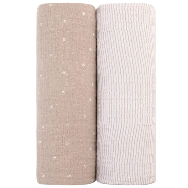 Ely's&Co. Soft Breathable Muslin Swaddle Blankets for Babies (2 Pack) - Perfect for Newborn Swaddling, Nursing Cover & Stroller Blanket