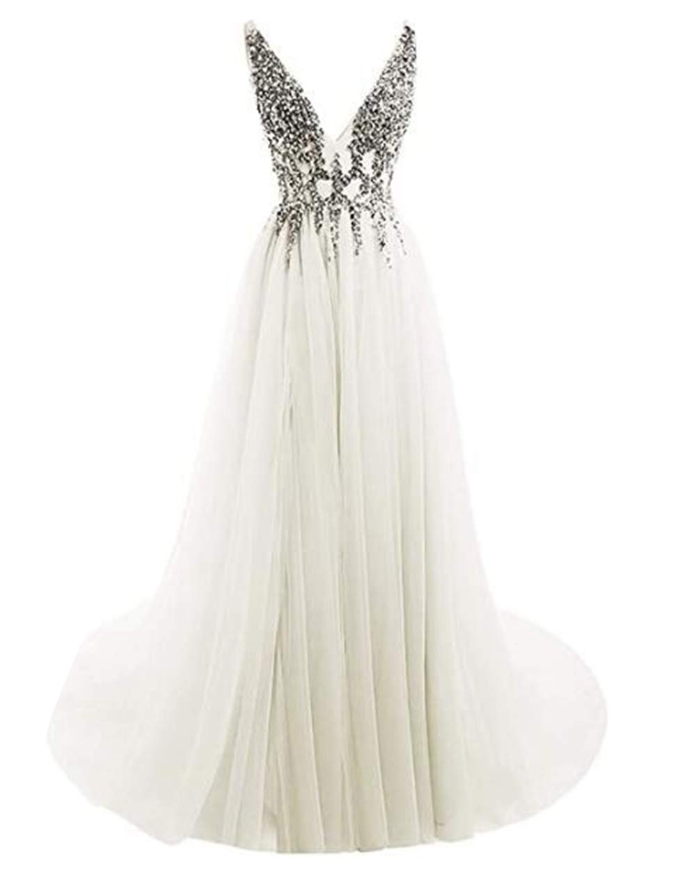 Sparkling Beaded Evening Gowns for Women - Elegant Long Formal Prom Dresses with High Slit | Perfect for Black Tie Events, Galas & Special Occasions