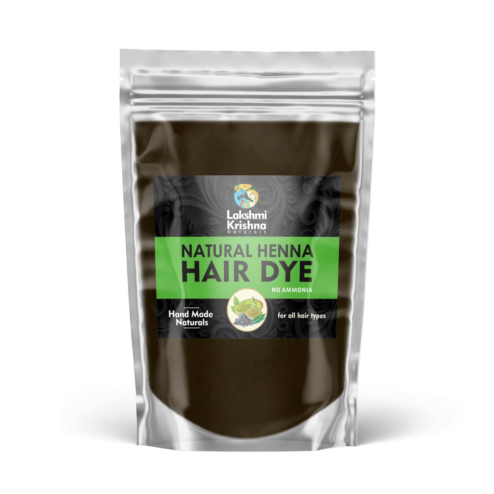 Lakshmi Krishna Naturals 100% Natural Henna Hair Dye - Ammonia-Free, Chemical-Free Hair Color for All Hair Types | Long-Lasting Rich Color & Shine | Vegan & Cruelty-Free | Perfect for Gray Coverage, Hair Conditioning & Natural Hair Coloring at Home