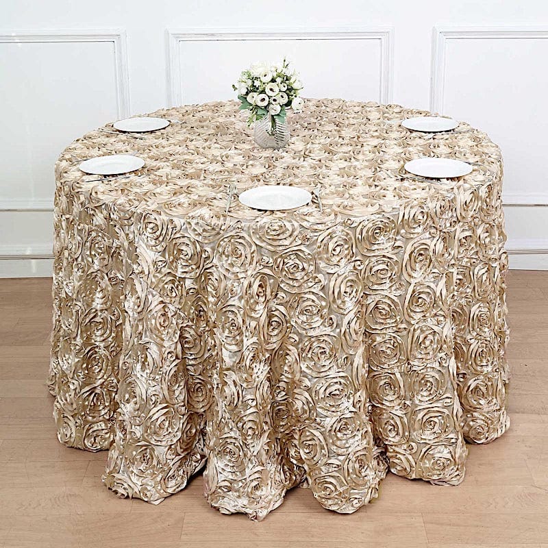 120-Piece Satin Ribbon Roses Tablecloth - Elegant Round Table Cover for Weddings, Parties & Home Decor - Perfect for Dining Tables, Centerpieces & Event Decorations