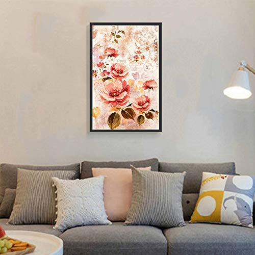 Floating Framed Canvas Wall Art - Vintage Flower Print 16x24 Inches, Ready to Hang for Living Room & Bedroom Decor | Perfect for Home, Office & Gift Giving