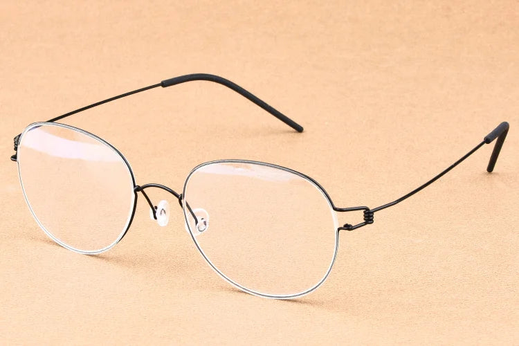 Unisex Full Rim Oval Screwless Titanium Eyeglasses Frame 1743 - Lightweight Durable Glasses for Work, Reading & Everyday Use