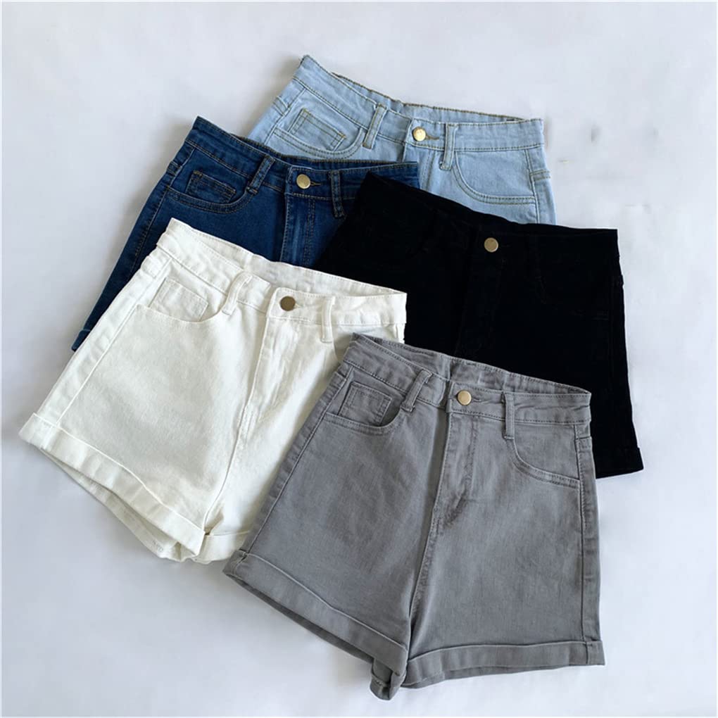 Women's High Waist Slim Fit Denim Shorts - Casual Summer Stretch Jeans Shorts for Beach, Streetwear & Everyday Comfort