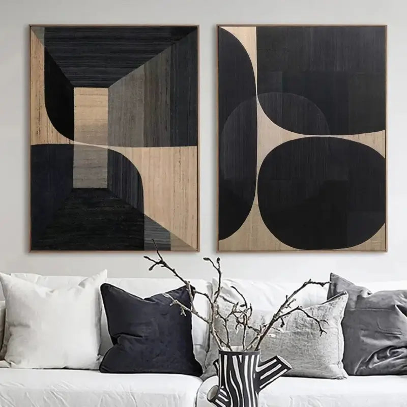 Abstract Tranquility Wall Art Set of 2 - Modern Minimalist Canvas Paintings for Living Room, Bedroom & Office Decor #WS023