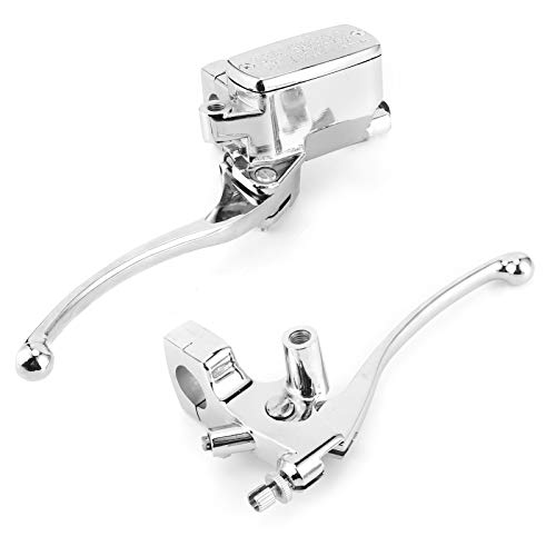 Universal Motorcycle Hydraulic Brake Clutch Master Cylinder Lever Assembly - Silver 1in Handlebar Compatible for Most Motorcycles - Perfect for Street Bikes, Cruisers & Off-Road Adventures