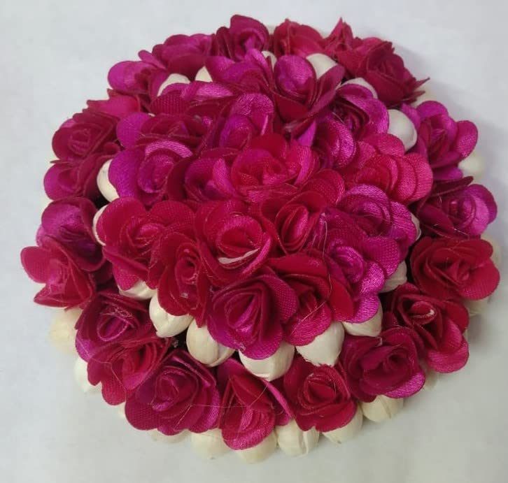 Ruchi Beautiful Artificial Hair Flower - South Indian Gajara Bun Making Hair Accessories for Women (Pack of 1, Red) | Perfect for Weddings, Festivals & Traditional Outfits