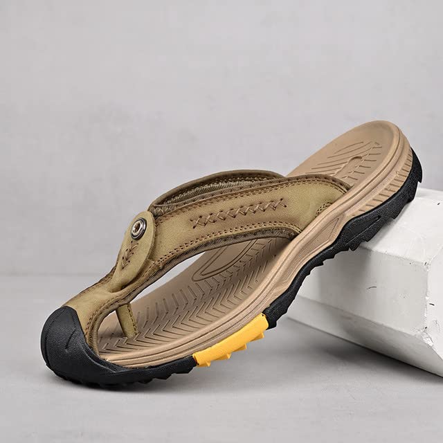 Recyphi Men's Closed Toe Flip Flops - Protective Toe Summer Sandals for Outdoor, Beach & Casual Wear - Lightweight Comfortable Slippers for Walking, Travel & Water Activities