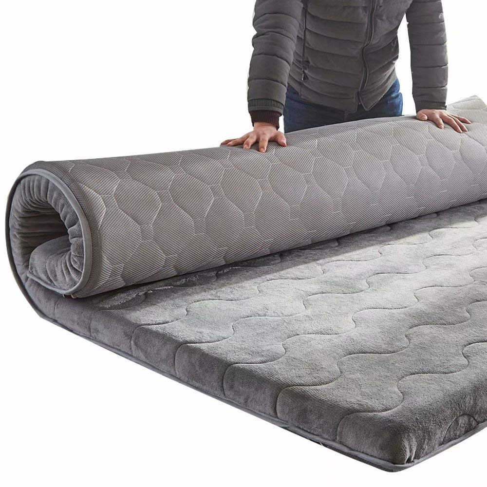 WCOLAS Flannel Cover Foldable Sleeping Mattress Pad - 8cm Thick Japanese Tatami Futon Floor Mat for Home, Travel & Camping | Portable Bed for Kids, RV, Lounging & Temporary Guest Use | Soft & Comfortable Floor Sleeping Solution