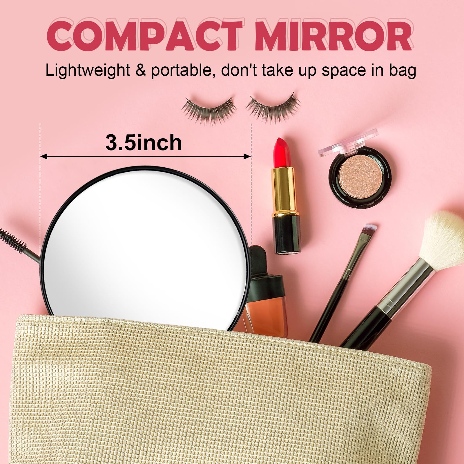6X Magnifying Mirror with Suction Cup - 3.5in Portable Travel Makeup Mirror (1X-30X) for Bathroom & Vanity
