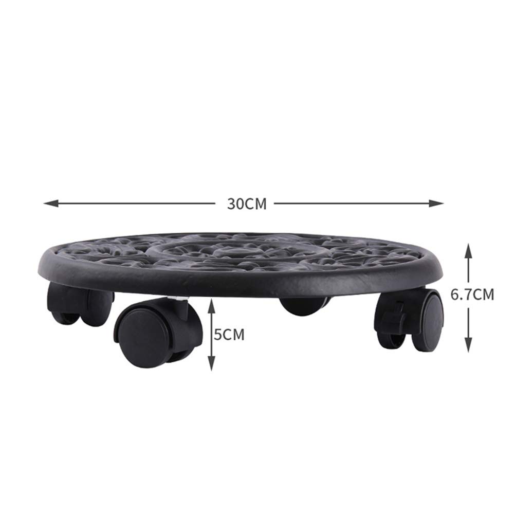 Heavy Duty Cast Iron Plant Pallet Caddy with Lockable Wheels - Black Round Outdoor Flower Pot Planter Trolley with Rolling Casters - Perfect for Moving Large Plants in Gardens, Patios, and Nurseries