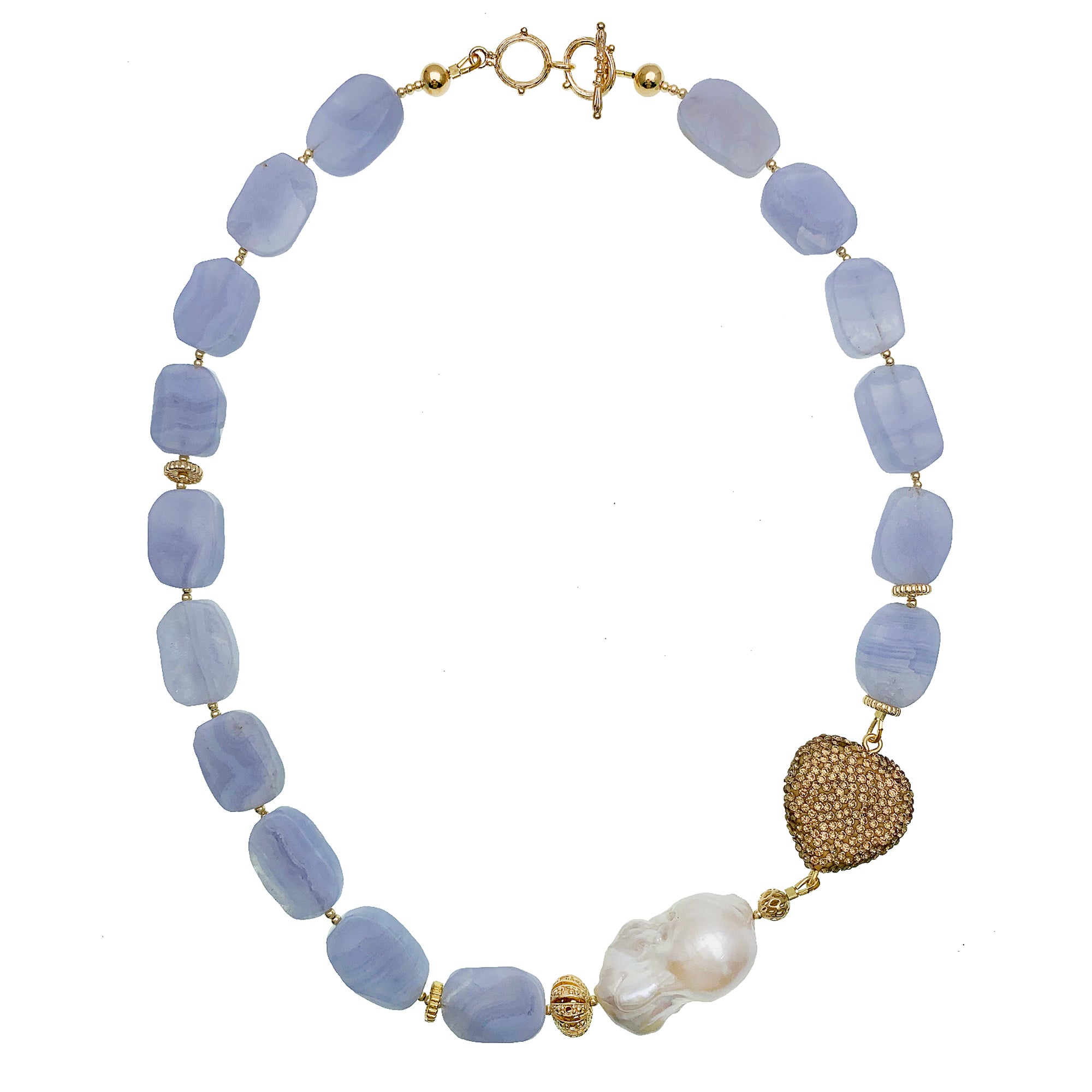 Blue Lace Agate Heart Charm Short Necklace - Dainty Crystal Pendant Jewelry for Women - Perfect for Valentine's Day Gifts, Anniversary Presents & Everyday Wear