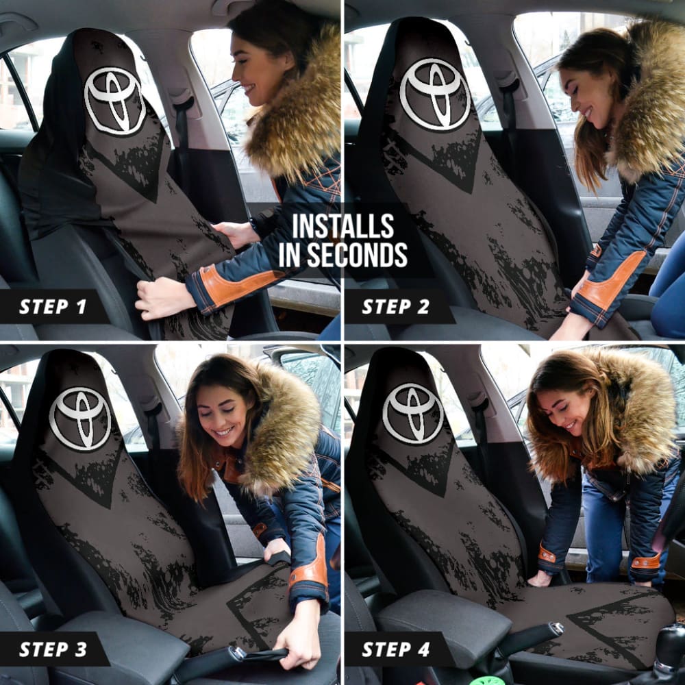 Premium Black & Grey Custom Toyota Car Seat Covers - Stylish & Durable 3D Design (Model 211001) | Perfect for Daily Commute, Road Trips & Car Interior Protection