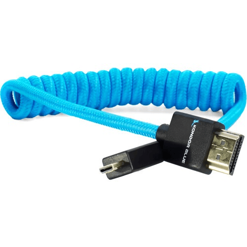 Kondor Blue Coiled Micro HDMI to HDMI Cable (12 to 24 inches) - High-Speed 4K HDMI Cord for DSLR Cameras, Camcorders & Monitors - Perfect for Vlogging, Streaming & Professional Video Production