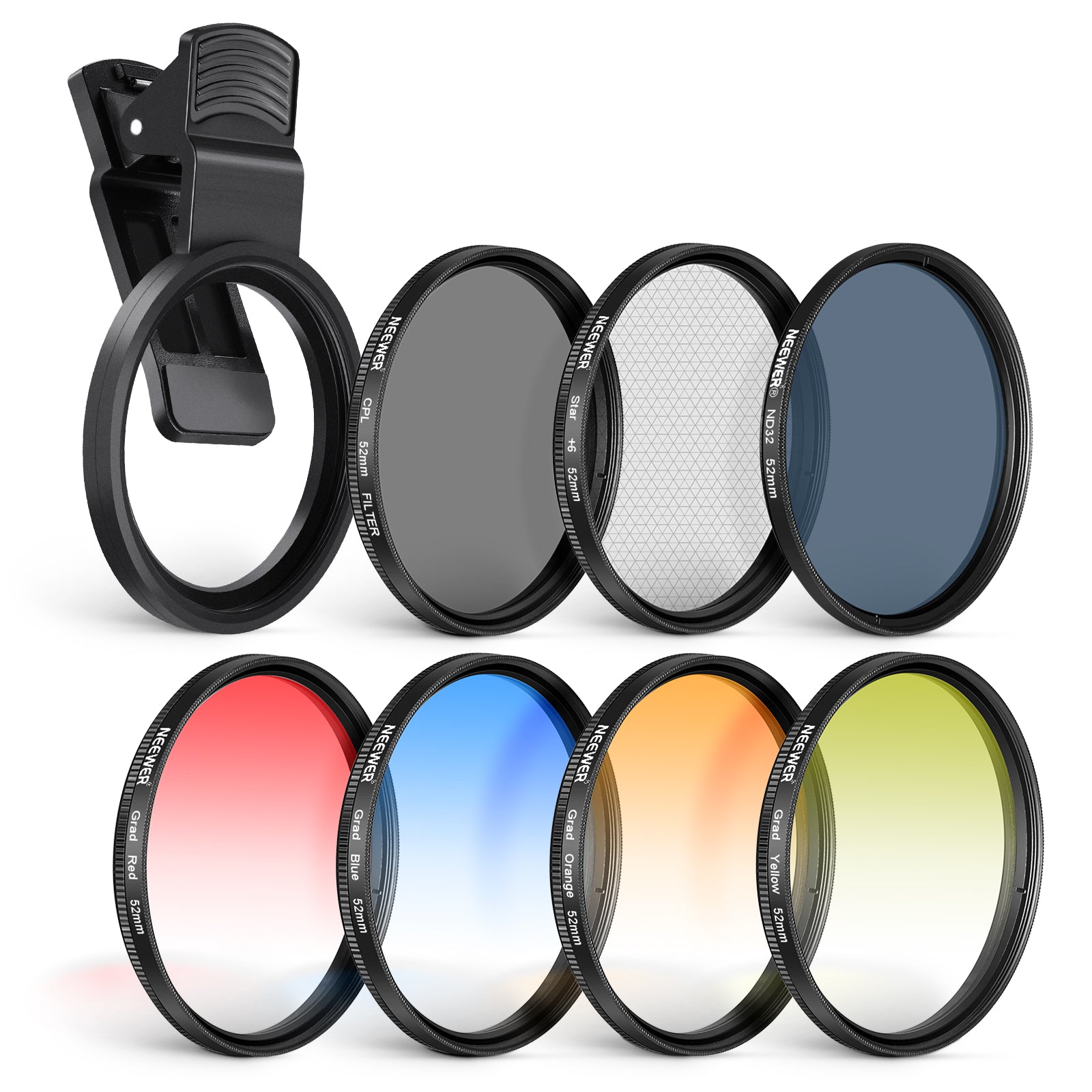 NEEWER Clip-On Camera Lens Filters Kit for iPhone, Android Smartphones & DSLR Cameras - Enhance Photos & Videos for Social Media, Vlogging, and Professional Photography