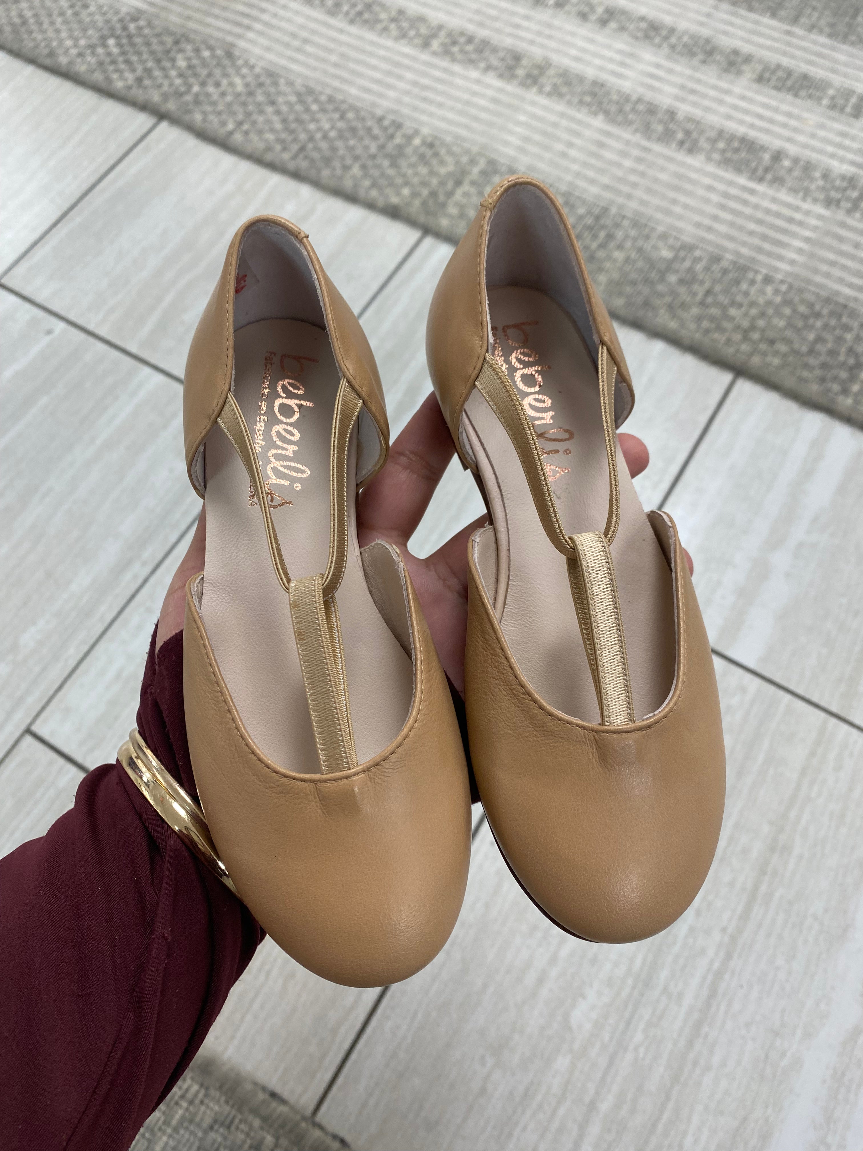 Beberlis Women's Latte Elastic Slip-On Loafers - Comfortable Casual Shoes for Work, Travel & Everyday Wear