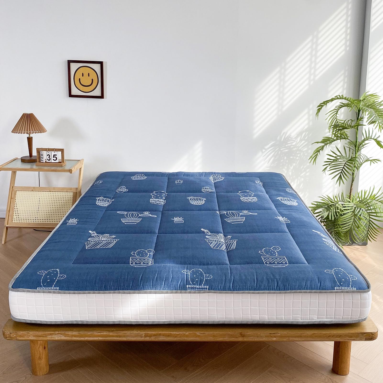 MAXYOYO 6-Inch Extra Thick Futon Mattress - Foldable Floor Mattress with Cactus Design for Adults & Guests | Perfect for Camping, Sleepovers & Small Space Living