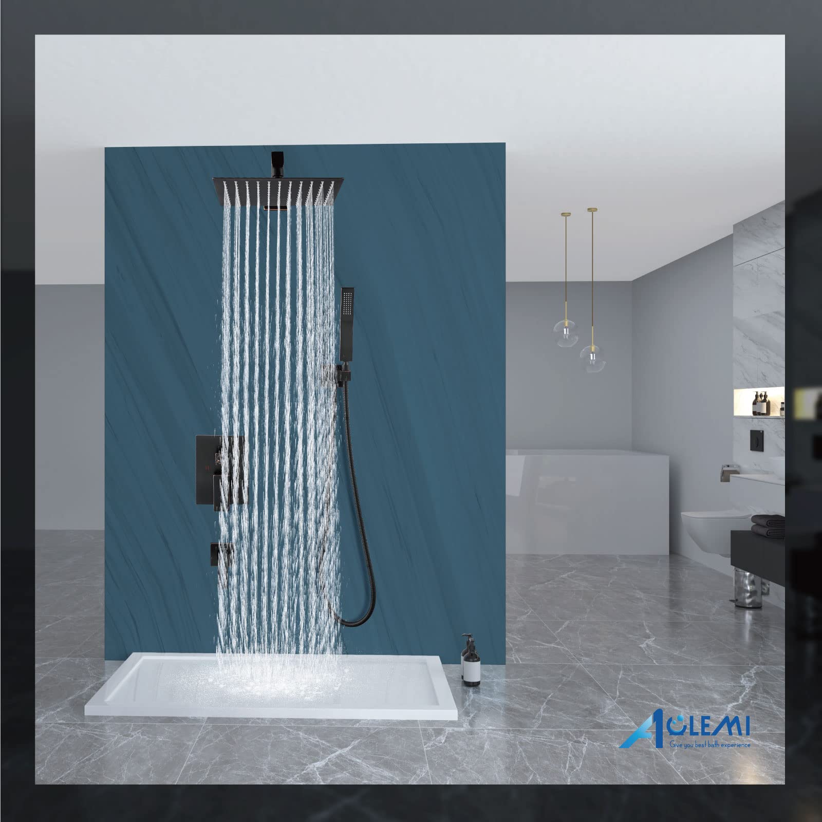 Luxury Rainfall Shower System Set - 10 Inch Oil Rubbed Bronze Shower Head with Handheld Sprayer, Tub Filler & Rough-in Valve | Wall Mount Bathroom Mixer Faucet for Spa-Like Experience
