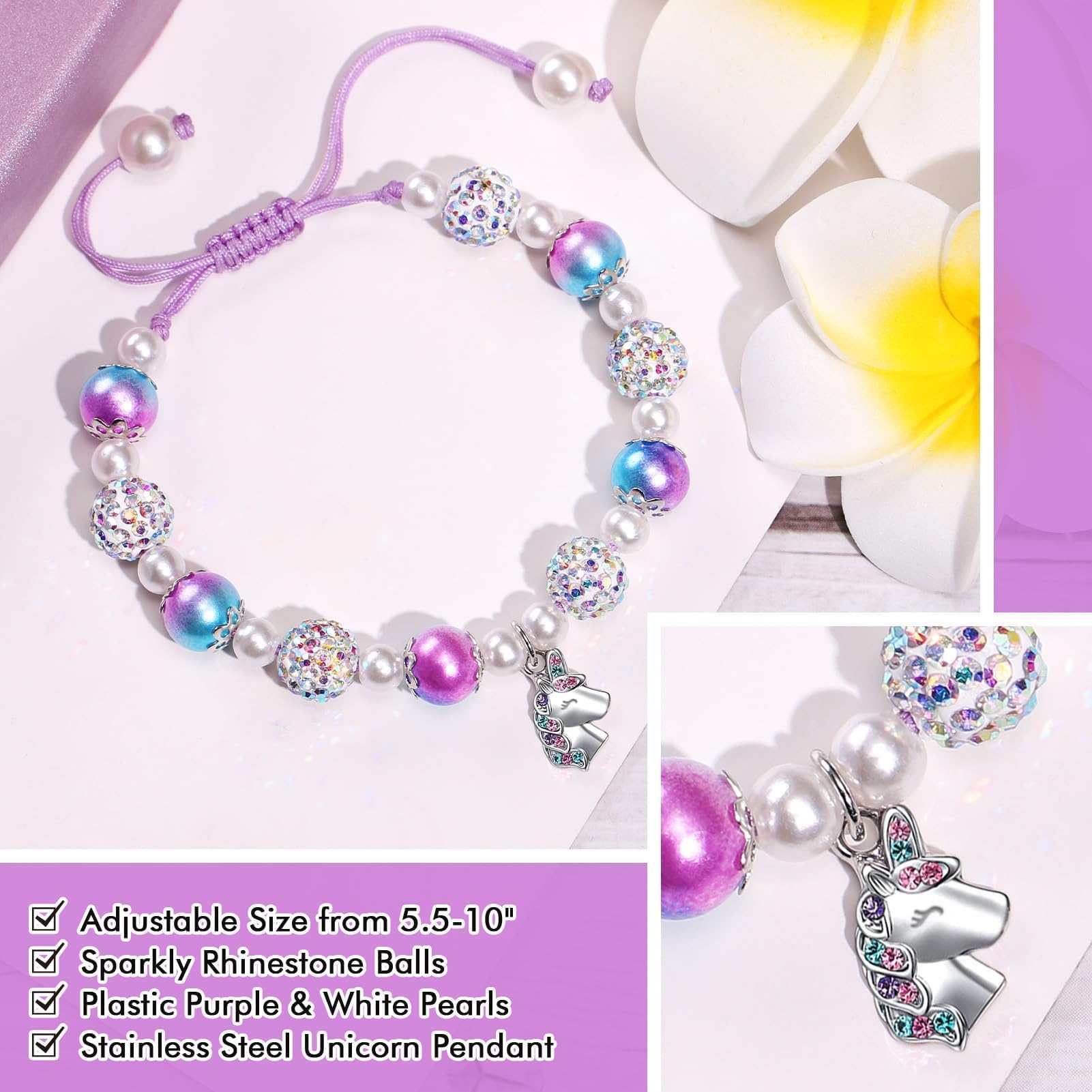 2025 Unicorn Charm Bracelet for Girls - 5th Grade Graduation Gift for Daughter, Granddaughter, Niece - Preschool & Kindergarten Graduation Present with Card & Gift Box - Perfect for School Ceremonies & Special Occasions