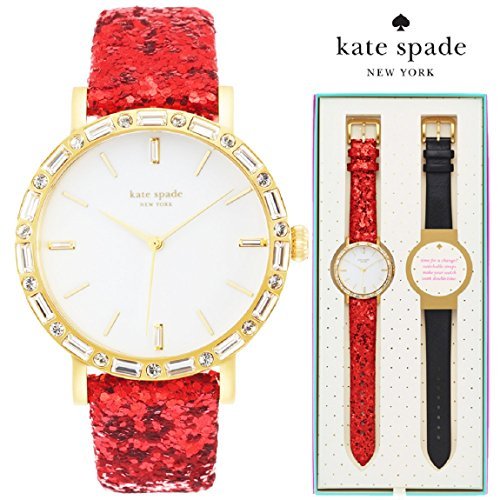 Kate Spade Metro Grand Watch Set for Women - Stylish Analog Watch with Leather Strap, Rose Gold Case - Perfect for Office, Party & Everyday Wear