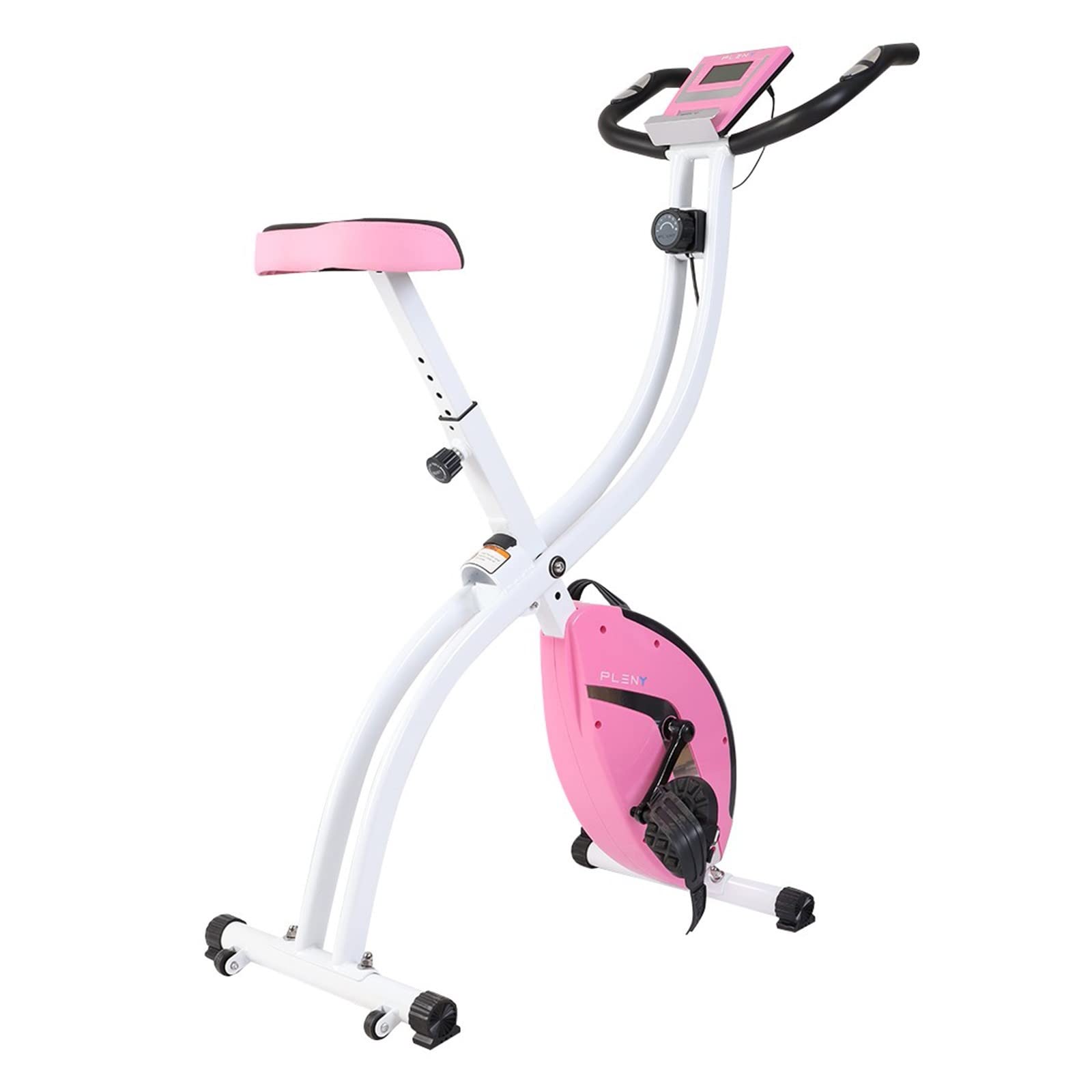 Folding Magnetic Upright Exercise Bike with Tablet Holder & Digital Monitor - Track Workout Data for Indoor Cycling, Cardio Training & Home Gym Use