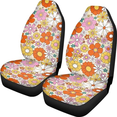 Colorful Hippie Daisy-Orange Printed