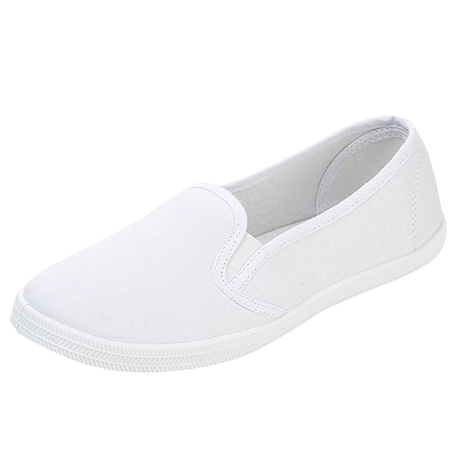 Comfortable Casual Heels Canvas Ladies Shoes - Fashionable & Versatile Women's Flat Shoes in White | Perfect for Daily Wear, Office, and Weekend Outings