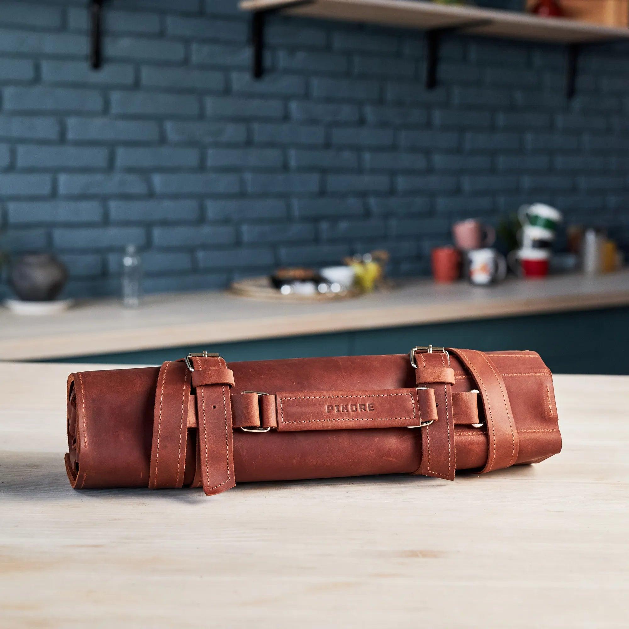 Premium Leather Knife Roll for Chefs & Butchers - Durable Professional Knife Storage Case with 12 Slots - Perfect for Kitchen, Camping & Culinary Gifts