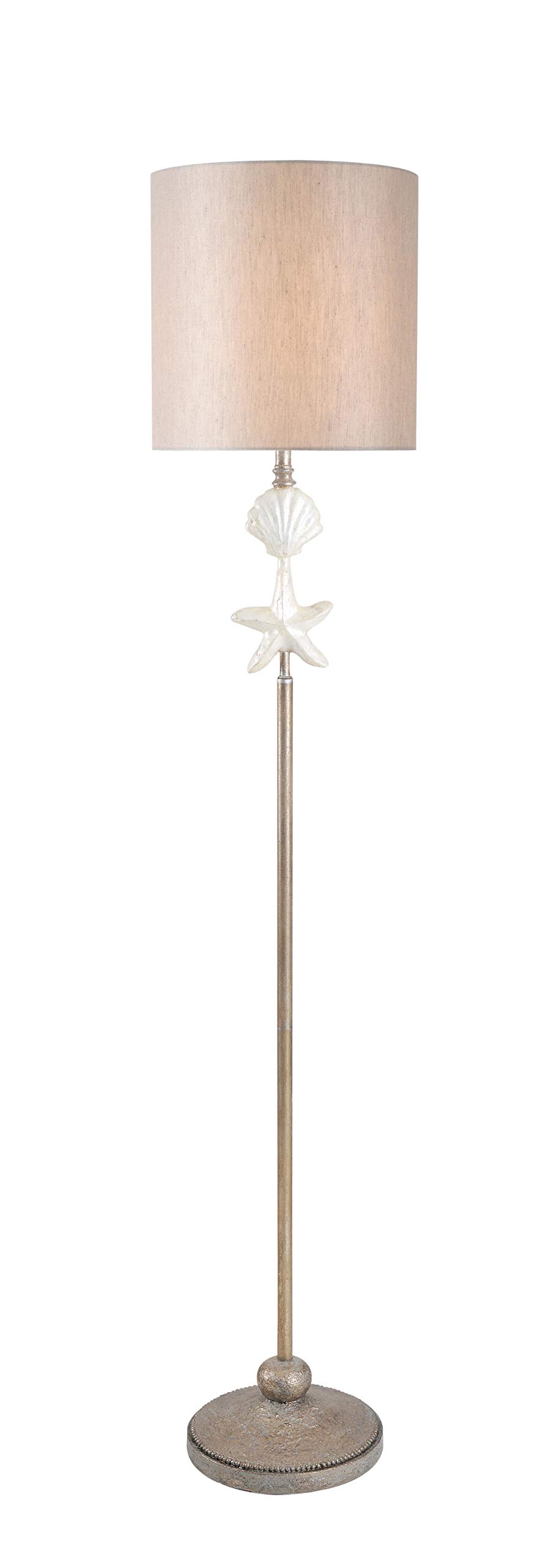Kenroy Home 33152MOP Concha Floor Lamp - Silvered Gold Finish with Mother of Pearl Accents | Elegant Lighting for Living Room, Bedroom & Office Decor